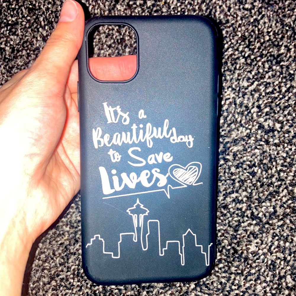 greys anatomy iphone 11 phone case, "it's a beautiful day to save lives"